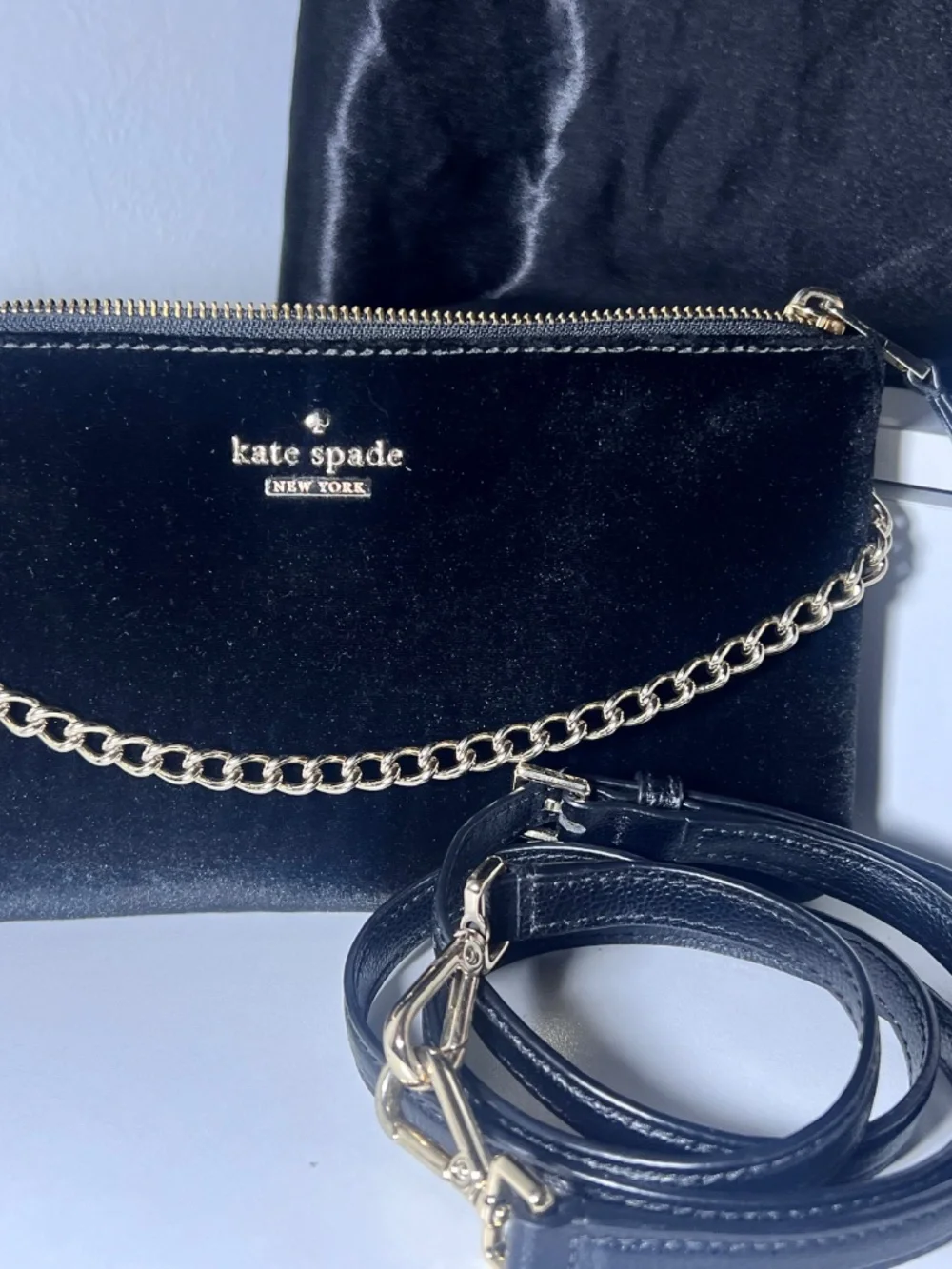 Kate Spade Black Duo Suede Convertible Mini Clutch Bag